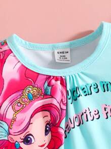 Baby Girl Infant Toddler 0-3Y Spring Summer New Casual Cute Princess Mermaid Short Sleeve Tee Shirt Top And Silver Mermaid Scale Mesh Tutu Skirt 2Pcs Outfit Set - Multicolor - View 5