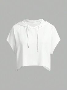 Easithlete Women Solid Color Round Neck Hooded T-Shirt And Leggings Sports Suitwomen Workout Set