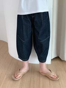 DAZY Tween Boy Loose Fit Tapered Jeans With Pockets - Dark Wash - View 5