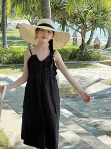 DAZY Tween Girls Sleeveless Woven Spring/Summer Dress, Tween Girl Fall Clothes - Black and White - View 6