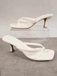 SHUZIA 女士简约方头丁字裤细高跟鞋