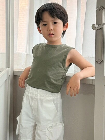 DAZY 年轻男孩纯色圆领休闲百搭背心