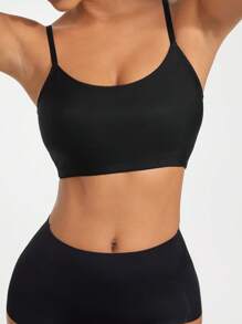 女士休闲日常简约时尚塑身上衣 - 黑色 - 查看 6