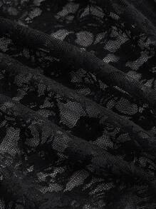SHEIN MOD 复古浪漫透明蕾丝荷叶边衬衫 - 黑色 - 查看 3
