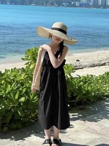 DAZY Tween Girls Sleeveless Woven Spring/Summer Dress, Tween Girl Fall Clothes - Black and White - View 1