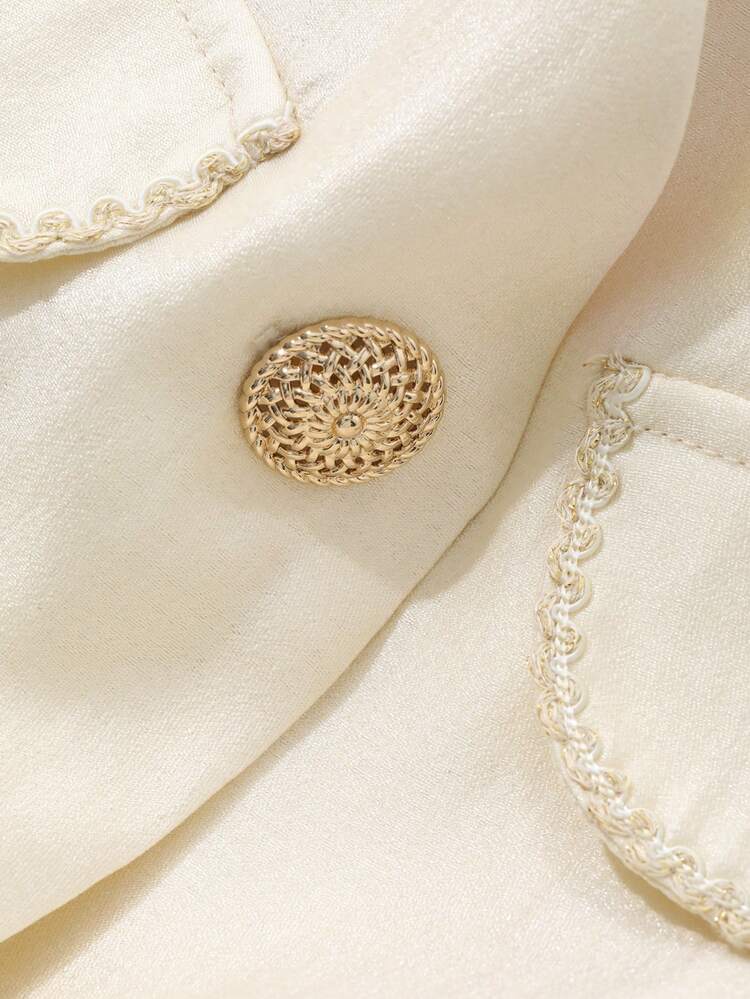 V-Neck Puff Sleeve Shirt & Pleated Skirt 2 Pieces Set For Women