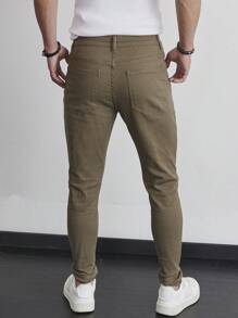 Manfinity Homme Jeans casuales de unicolor para hombres, simples y para uso diario