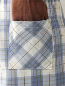 SUMWON Plaid Check Loose Fit Wide Leg Trousers Casual Street Style All-Season Pants With Side Pockets Classic Office Versatile Lightweight Loungewear Bottoms - Blue - View 6