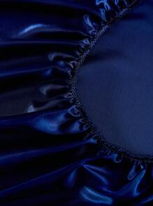 2/3 件纯色海军蓝缎子床笠套装仿真丝床笠套装，含 1 件床笠 + 1/2 件枕套（无填充物），现代柔软床上用品套装，适用于家庭特大号双人床尺寸床单床罩，深口袋最大可达 11.8 英寸，透气防皱，更适合睡眠，可机洗