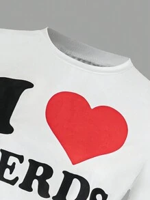 SHEIN LUNE New Style Crew Neck Letter Print Crop Top Tee Shirt For Women - White - View 6