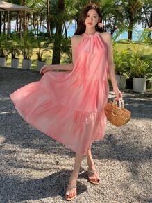 DAZY Sleeveless Floral Print Mid-Length Dress For Women,Casual Women Dresses Vacation Outfits Women Cruise Outfit For Women - Pink - View 1