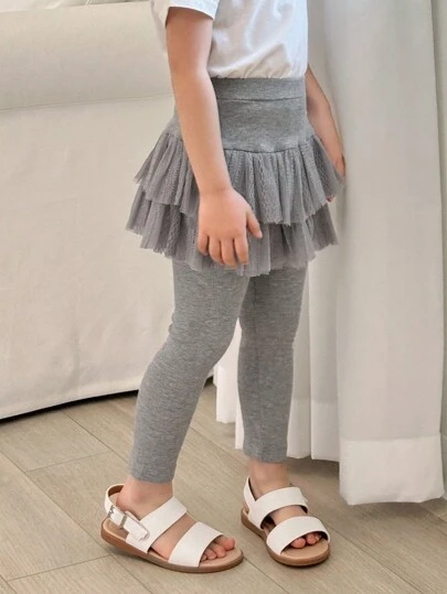 Dazy Kids 女童网纱拼接裙裤，女童秋季服装，小号紧身裤