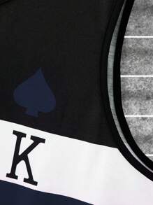 Manfinity Homme 2pcs/Set Men's Round Neck Poker Print Tank Top & Shorts - Multicolor - View 4