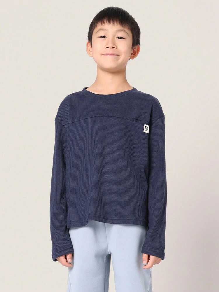 リブ編みサーマルワッフルニットロングスリーブTシャツ
