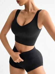 SHEIN Sport Studio Seamless Solid Color Sports Vest, Minimalist & Fashionable For Casual Everyday Wear