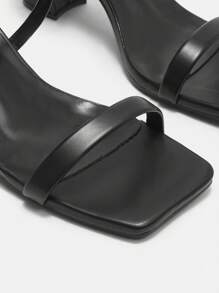 CUCCOO CURVES Plus Size Women's Fashion Black Strap Classic Comfortable Ankle-Strap High Heel Sandals