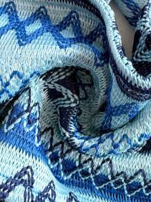 Soleia Parte superior corta de punto con rayas, escote cruzado y lazo en el cuello para mujer, ideal para vacaciones