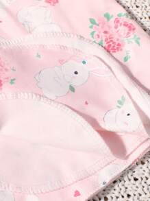 SHEIN Newborn Baby Photography Set With Rabbit And Flower Print - Multicolor - View 6