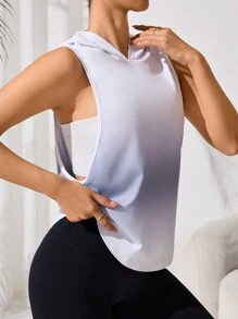 Easithlete Casual Ombre Hooded Sleeveless Sport Sweatshirt, Gym Top - Multicolor - View 4