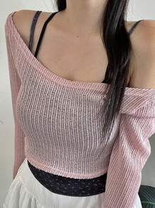 DAZY Women's Contrast Lace Ditsy Floral Fitted Cami Top, Spring/Summer Delicate Lace - Navy Blue - View 2