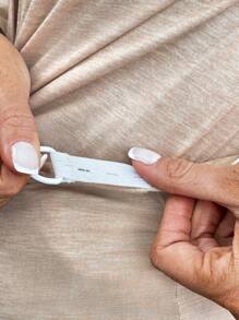 SHEIN Collared Solid Top And Adjustable Waist A-Line Skirt Maternity 2 Pieces Set - Khaki - View 7