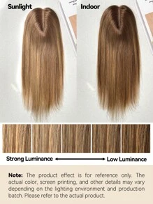 3.25*5 真人假发，适合头发稀疏的女性，蕾丝发片，夹式发片，12 英寸，巴黎风高光，浅金色 - S4/27/4 - 查看 7