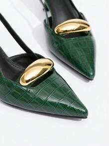 CUCCOO BIZCHIC Women's Lolita Style Butterfly Decor High Heel Pumps, Back Strap, Wine Red Spring Shoes Spring Break Easter For Christmas - Green - View 4