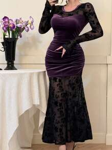 DAZY Spring New Arrival Valentine's Day Waisted Sundress, Muse Sheer Mesh Dress For Women Prom Dress Elegant,Ruffle