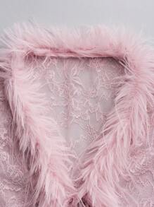 EgrlEra 女士性感蕾丝透明蓬松拼接系带腰部女式上衣 Y2K - 粉色 - 查看 3