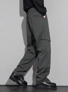 Claim Dot Men's Gray Cargo Parachute Baggy Pants - Dark Grey - View 5