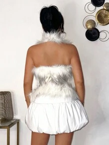 SHEIN SXY Top sans manches décontracté en peluche pour femmes, à la mode et adapté pour un usage quotidien, hauts corset pour femmes, hauts de sortie pour femmes, hauts courts, Saint-Valentin, hauts mignons, concert pour femmes, fête pour femmes, Nouvel An pour femmes - Multicolore - Voir 4
