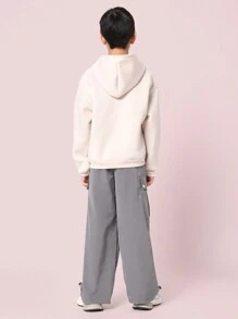 SUMWON Winter Youth Co-Ord Set Chicago 1989 Varsity Print Hoodie And Cargo Pants Streetwear Casual Outfit Back To School Fall Athleisure - Dark Grey - View 2