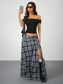 Coolane Women's Spring Summer Y2K Fashion Vintage 90s Fashion Music Festival Concert Party Stretchy Comfortable Ruched Black Fitted Off The Shoulder Pleated Tops