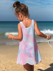 SHEIN Áo khoác ngoài dáng suông ombre nhiều màu sắc cho bé gái, thoải mái và nhẹ nhàng, phù hợp cho bé 4-7 tuổi, thích hợp cho kỳ nghỉ hè. - Nhiều màu - Xem 2