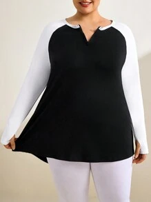 Easithlete Parte superior deportiva de manga larga con bloques de color y parches, estilo de Oriente Medio, de longitud larga, para primavera/verano - Multicolor - Ver 3