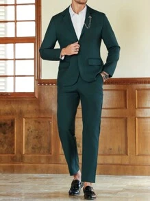 Manfinity Bizformal Conjunto de chaqueta y pantalón de vestir de unicolor de manga larga para hombre Manfinity Bizformal, regalo para el novio