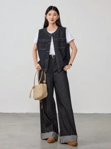 Dazy-Less Loose Casual Business Denim Cardigan For Women