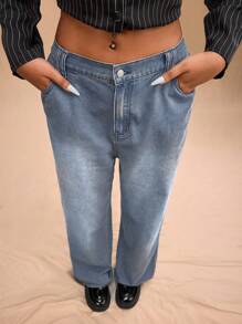 Forever 21 大码女式复古阔腿经典牛仔裤，秋冬