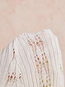 Poéselle 法式度假风镂空喇叭袖针织外套休闲长款宽松开衫，波西米亚风女式连衣裙外套，度假海边泳衣沙滩外套外套，长款沙滩裙