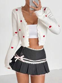 Flirla Heart Embroidered Cardigan
