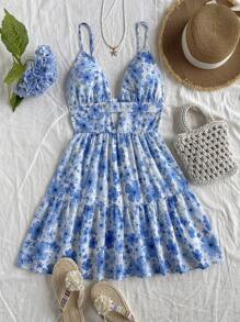 Soleia Vestido mini con espalda recortada y tirantes de espagueti, estilo romántico para verano y primavera. Adecuado para vacaciones en la playa, citas, el Día de San Valentín, o tardes de té.