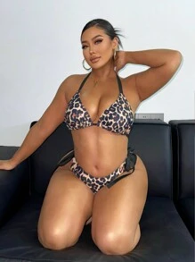 Swim SXY Große Größen Klassischer Leoparden-Muster Bikini Set für den Sommer - Verschiedenfarbig - Übersicht 5