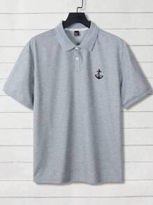 Manfinity Mode 男士时尚休闲 Polo 衫，韩版时尚日常穿着 - 灰色 - 查看 3