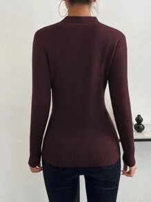Chiquease Dames effen kleur thermisch gevoerde lange mouwen casual trui, herfst/winter