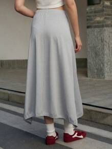 INAWLY Women Casual Solid Color Drawstring Waist Skirt, Autumn/Winter Fall Cloth For Women