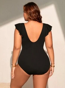 Swim Chiccia Summer Plus Size V-Neck Casual Beach/Pool Swimwear