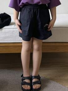 DAZY Young Boys Graphic Printed Shorts With Pockets - Navy Blue - View 2