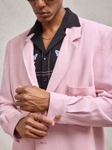 AKNOTIC Business Casual Áo khoác blazer nam dệt may vừa vặn, phù hợp mặc hàng ngày, quà tặng tốt nghiệp, cho mùa thu đông - Hồng - Xem 5