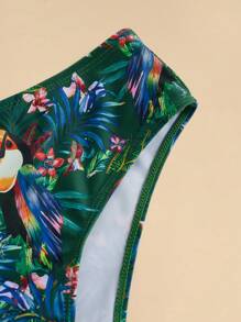 Travachic 女士印花简约比基尼泳裤，休闲度假 - 綠色 - 查看 3