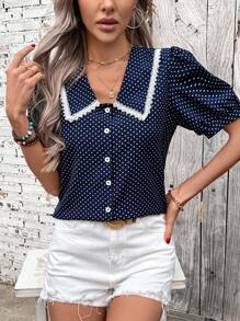 Breezaya Casual - Vacation Casual Lace Shirt - Royal Blue - View 3